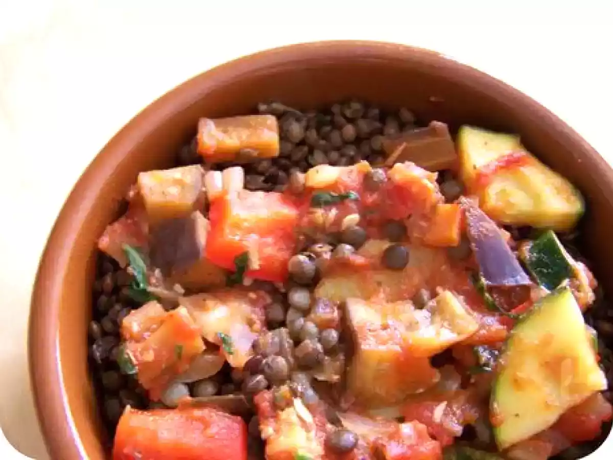 Lentilles vertes du Puy à la ratatouille