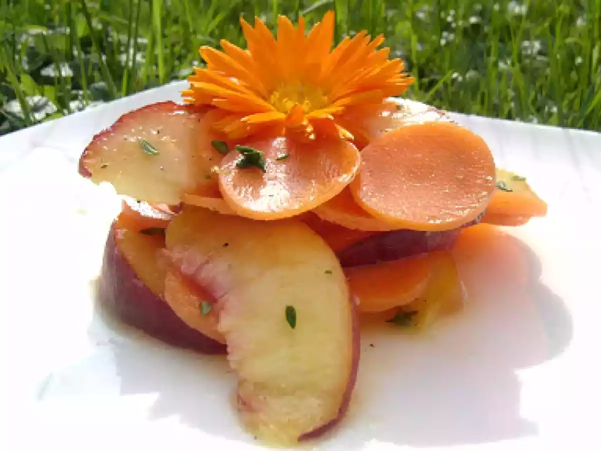 Les carottes sont crues... carottes et pêches au thym frais