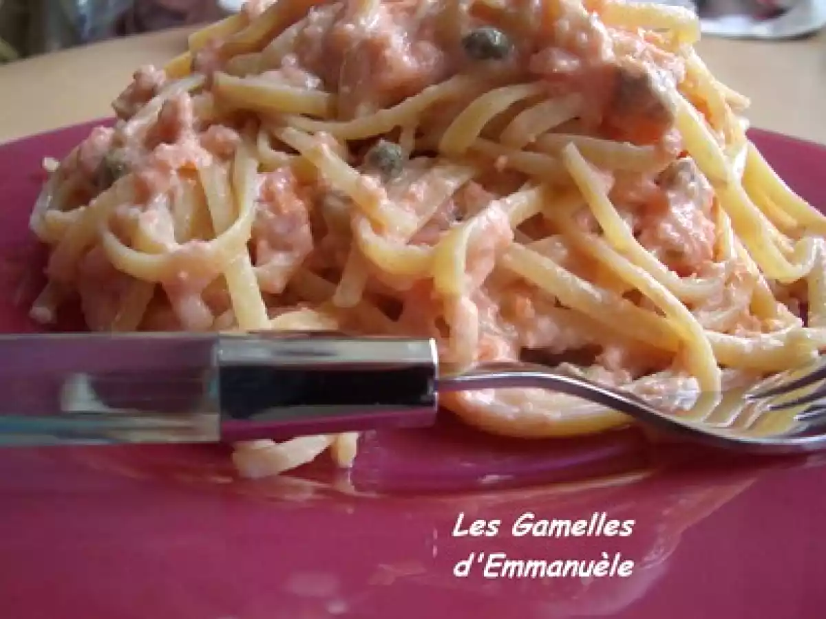Linguine au saumon tomaté et câpres
