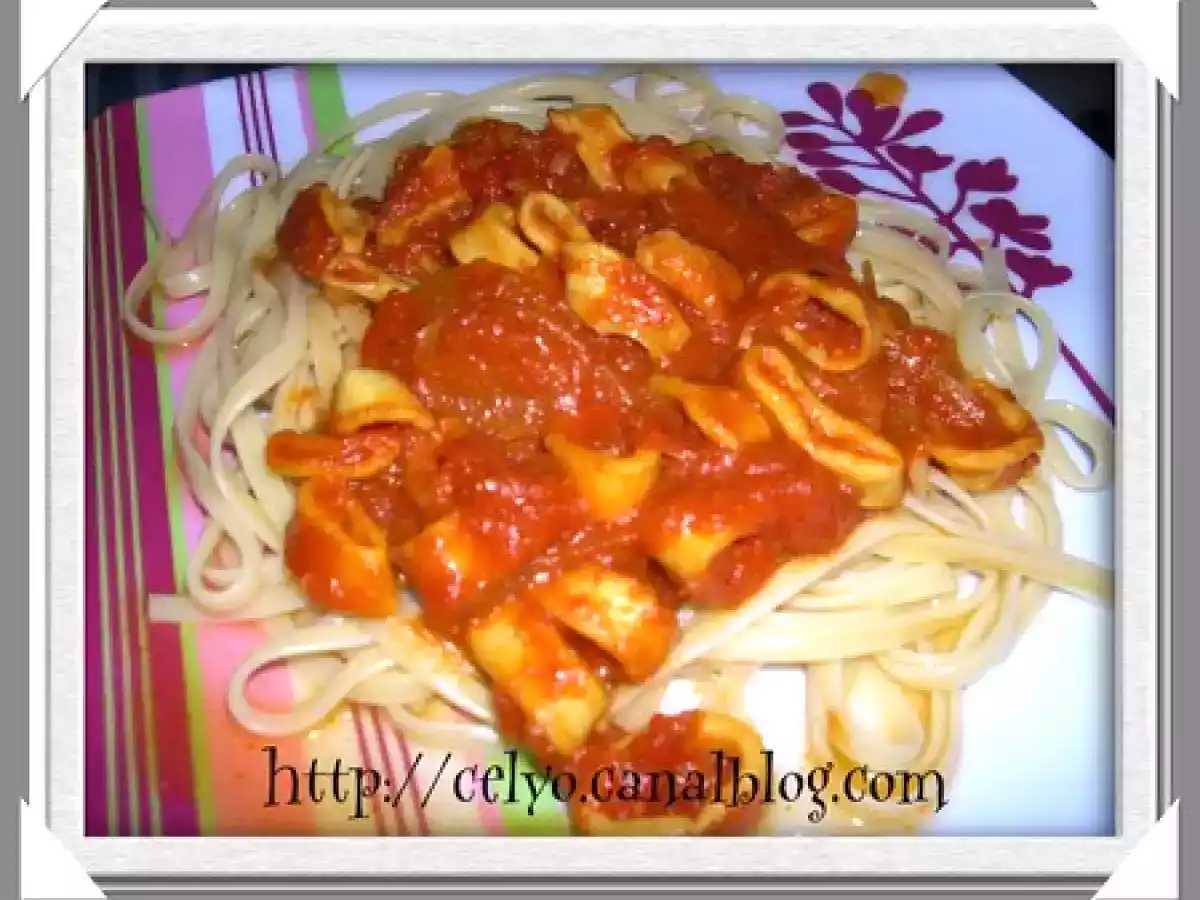 Linguine aux anneaux d'encornets en sauce tout simplement !