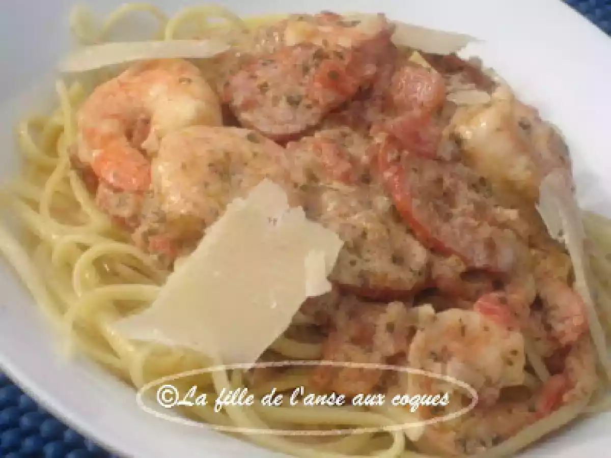 LINGUINE DE CREVETTES, PESTO DE VIN BLANC ET CHORIZO - photo 2