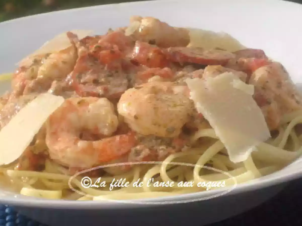 LINGUINE DE CREVETTES, PESTO DE VIN BLANC ET CHORIZO - photo 3
