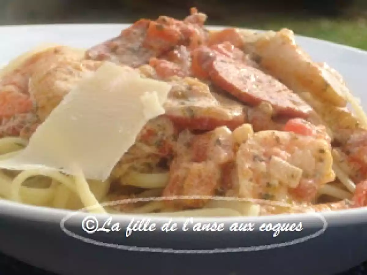 LINGUINE DE CREVETTES, PESTO DE VIN BLANC ET CHORIZO - photo 4