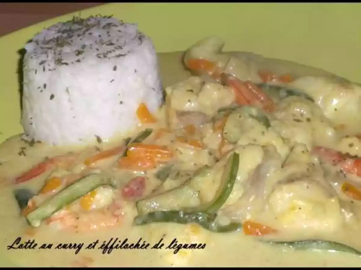 Lotte au curry et éffilochée de légumes