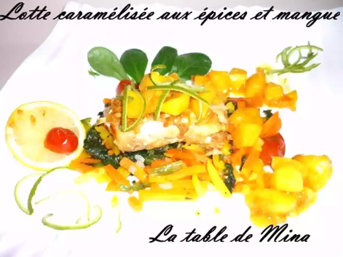 Lotte caramélisée aux épices et mangue