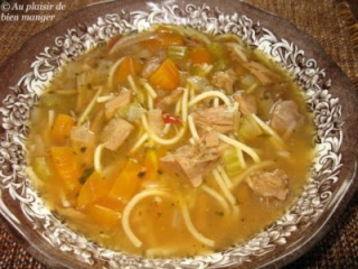 Recette de soupe aux légumes, poulet et nouilles