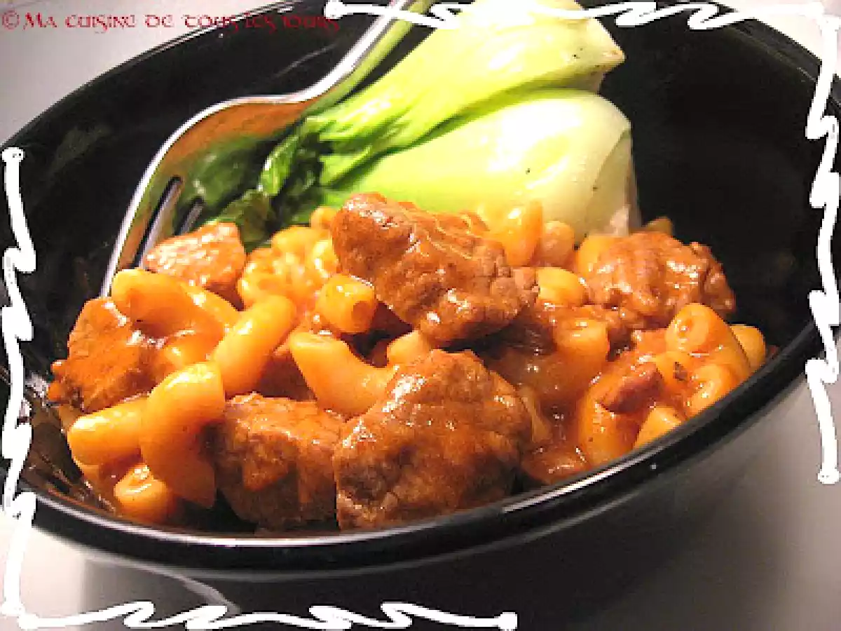 Macaroni au cubes de boeuf(recette de mon enfance)