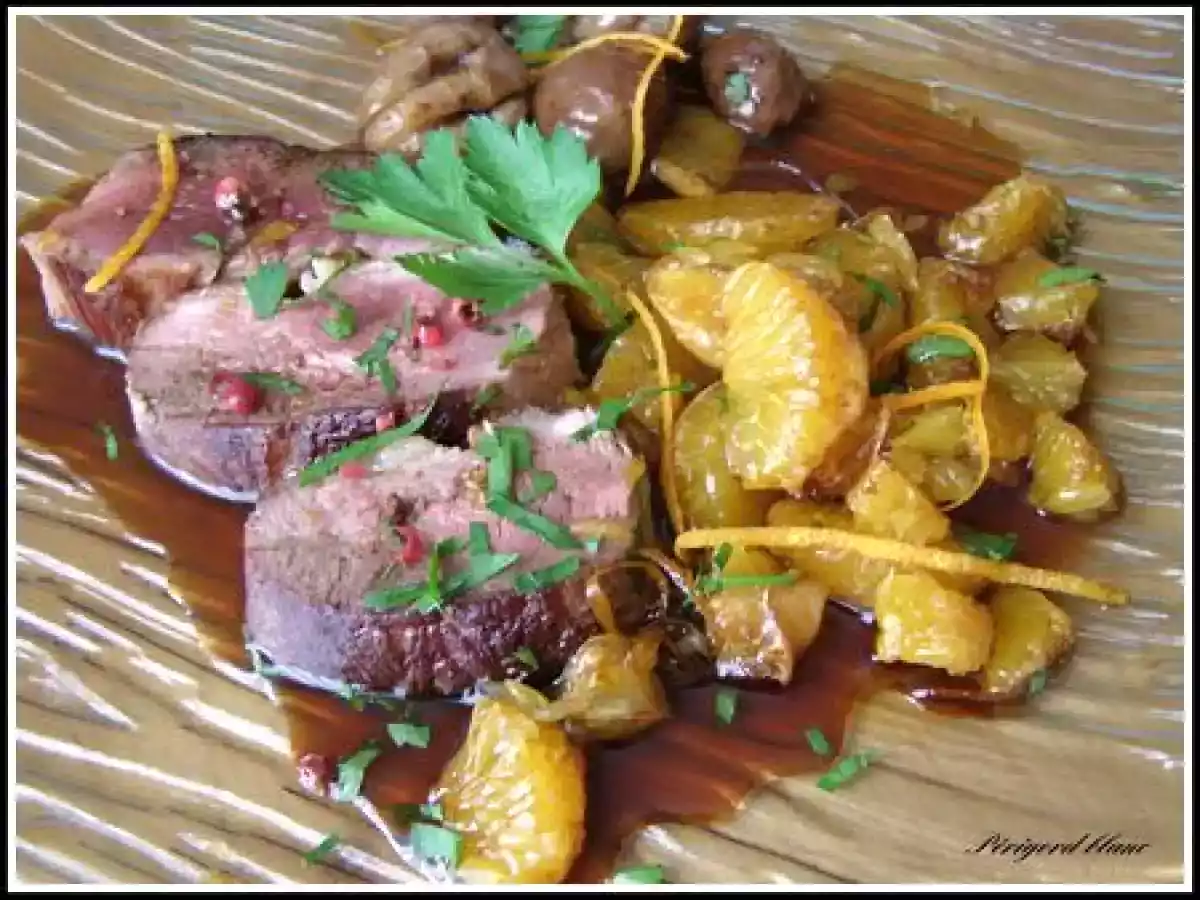 Magret de canard aux clémentines caramélisées