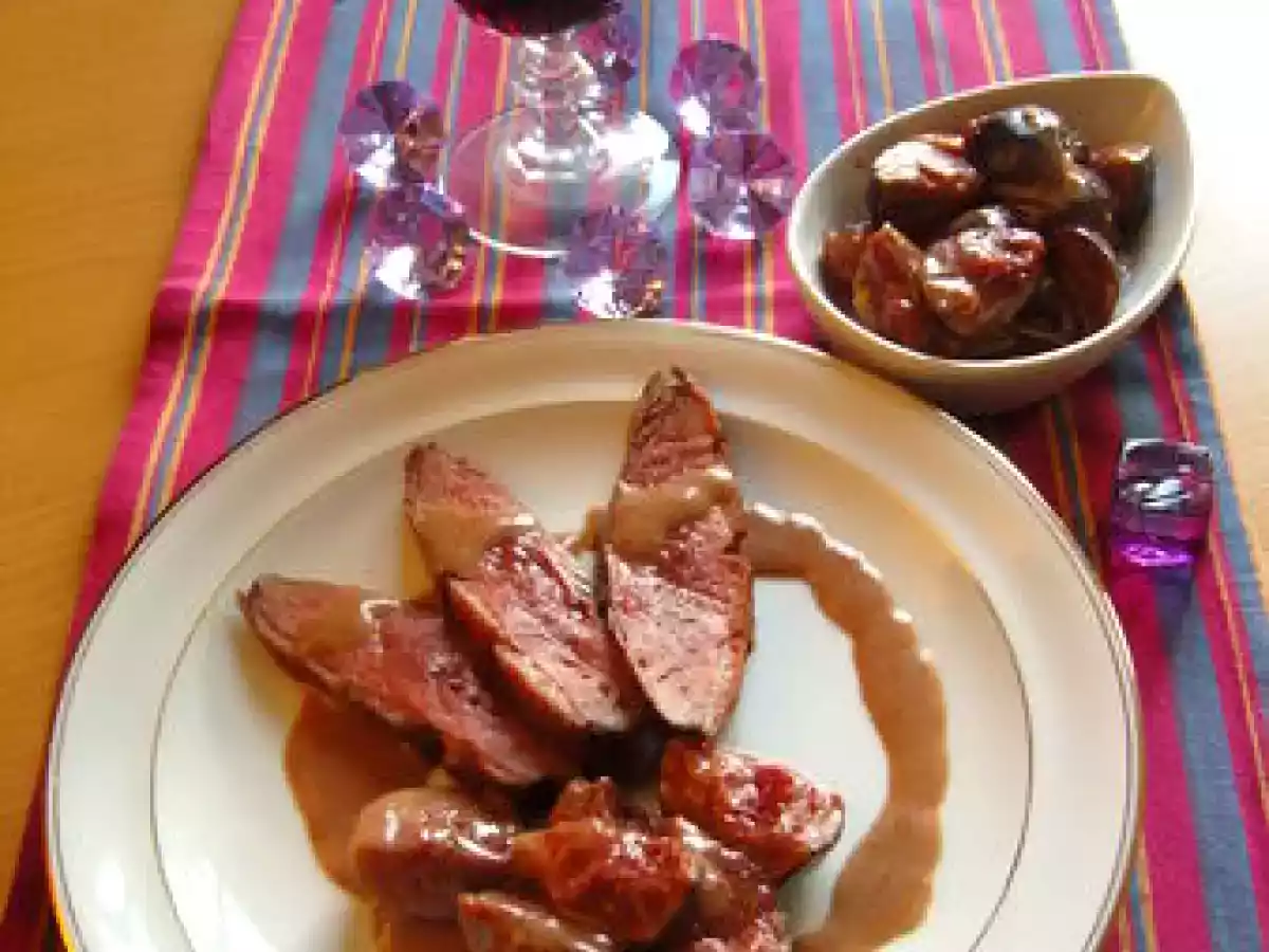 Magret de canard aux figues et poivres verts