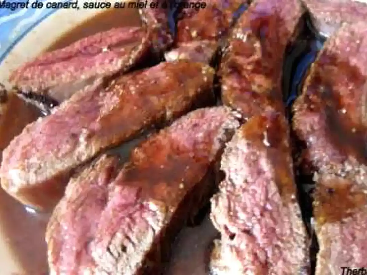 Magret de canard, sauce au miel et à l'orange