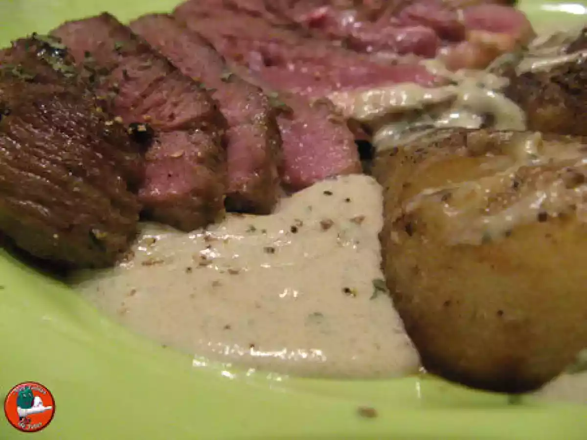 Magrets au poires rôties au balsamique sauce Roquefort