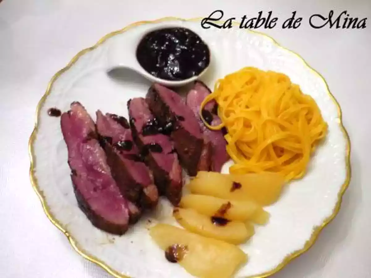 Magrets poêles aux poires et chutney de figues au porto