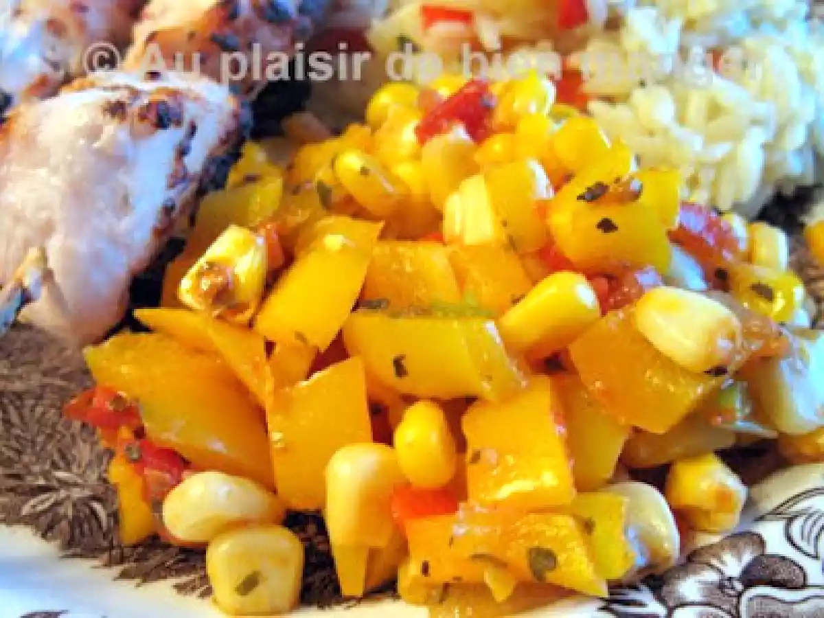 Maïs sauté à la tomate et au basilic