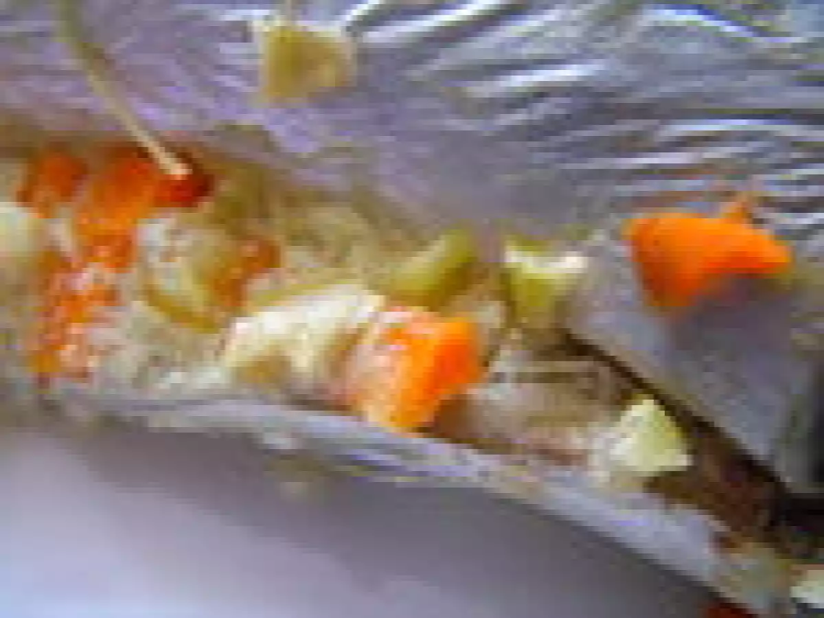 Maquereaux farcis à la moutarde et petits légumes