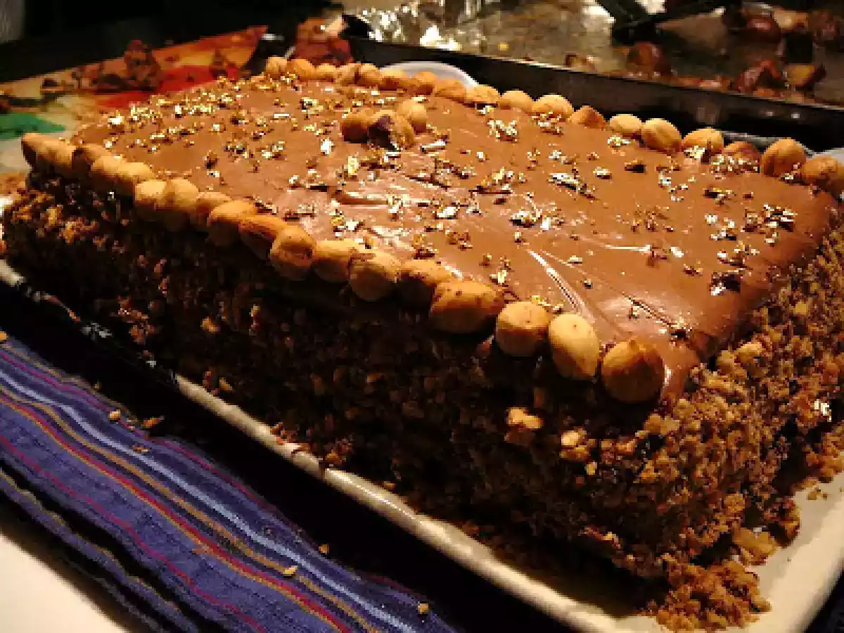 Marjolaine aux noisettes, au caramel et au chocolat