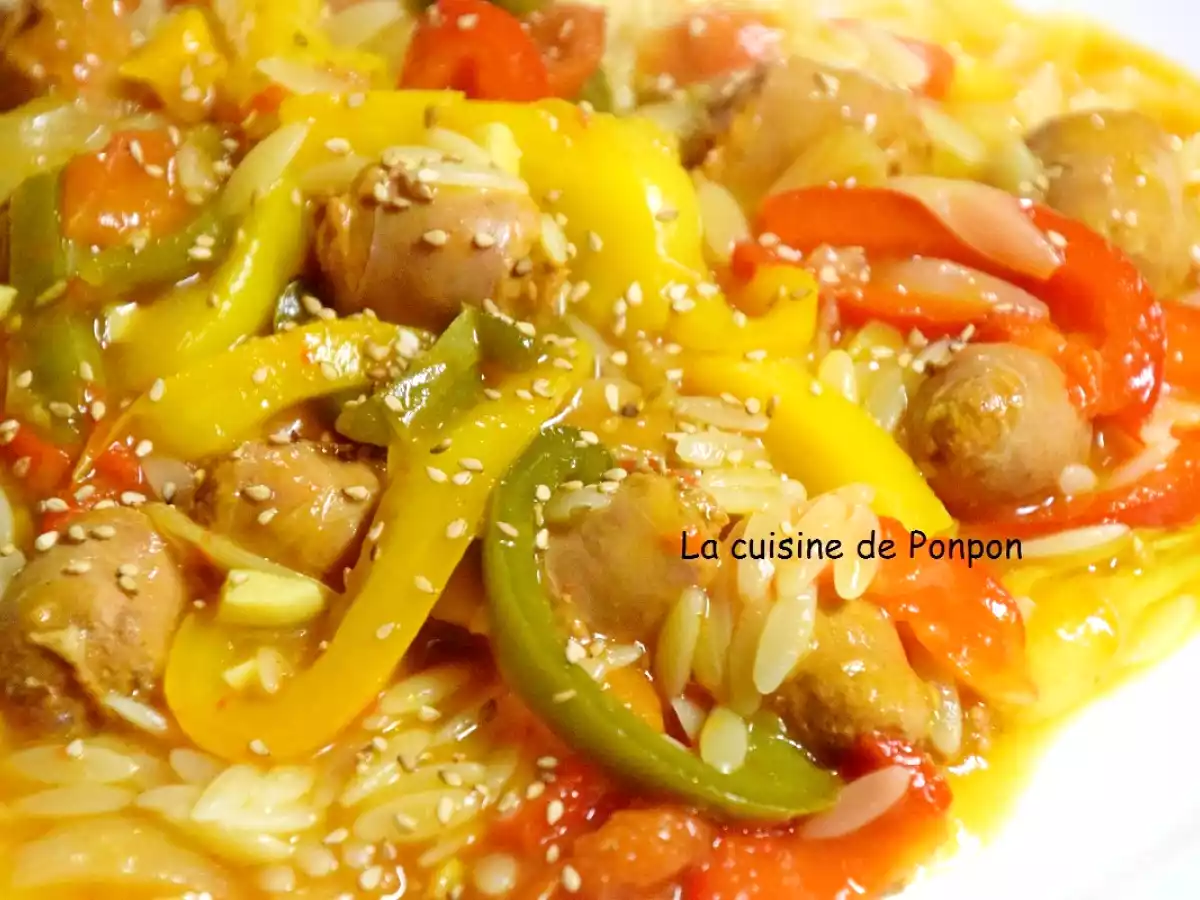 Merguez d'agneau aux poivrons