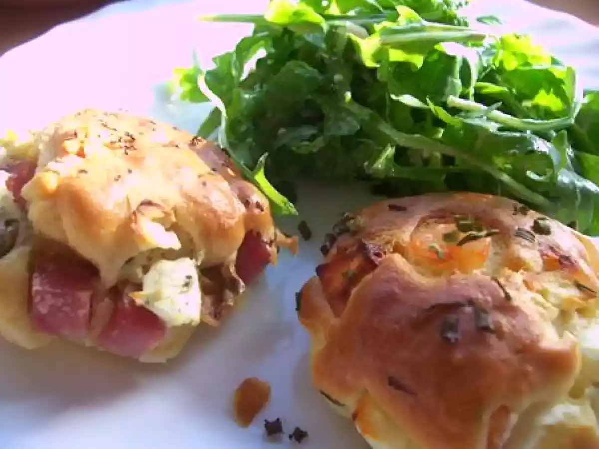 Mes premiers muffins salés: crevettes-feta et jambon-olives