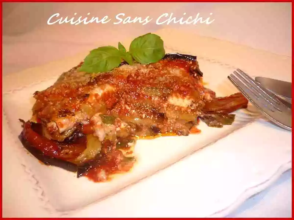 Mille-feuille d'aubergines au fromage de chèvre