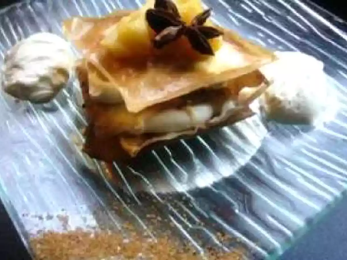 Mille-feuille de mousse chocolat blanc et pommes caramélisées - photo 3