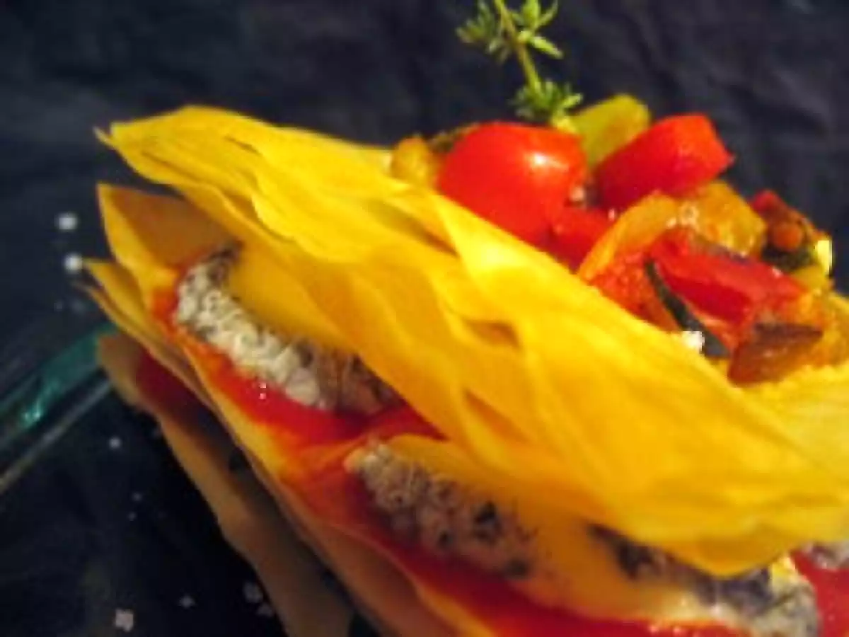Mille-feuilles au chèvre et légumes du soleil - photo 2