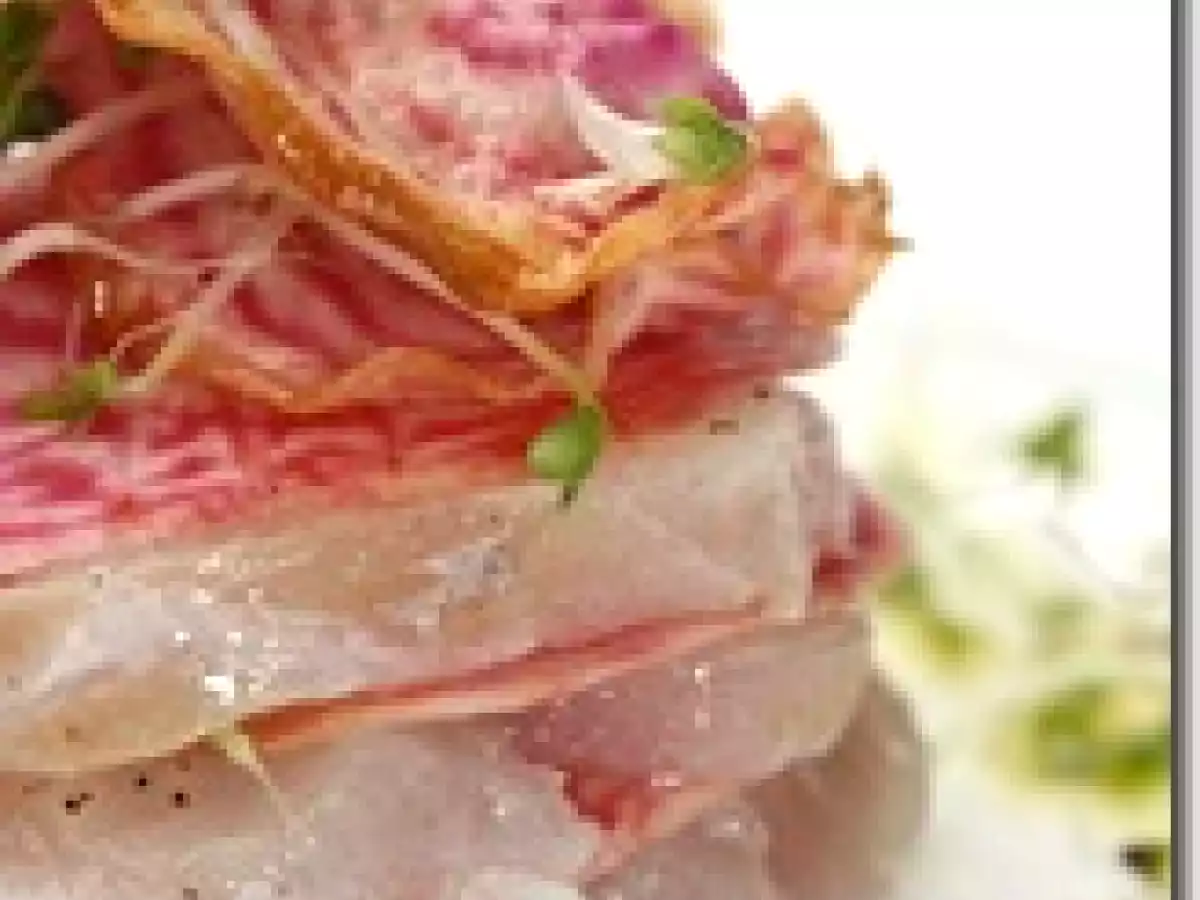 Mille Feuilles de Betterave Rose et Carpaccio de Cabillaud ½ Sel - photo 2