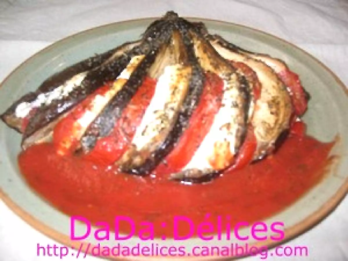 Millefeuille d'aubergine au fromage de chèvre