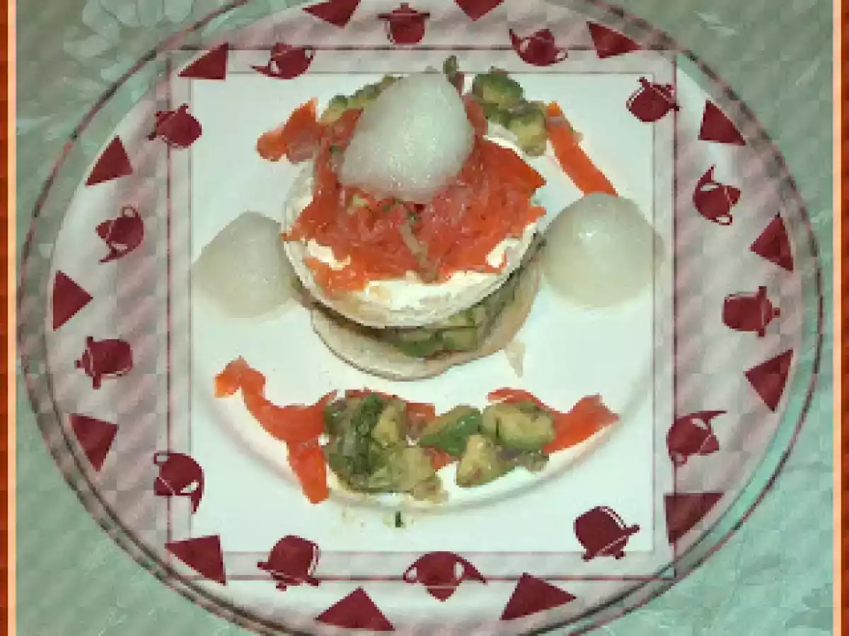 Millefeuille de saumon fumé et son sorbet au citron vert