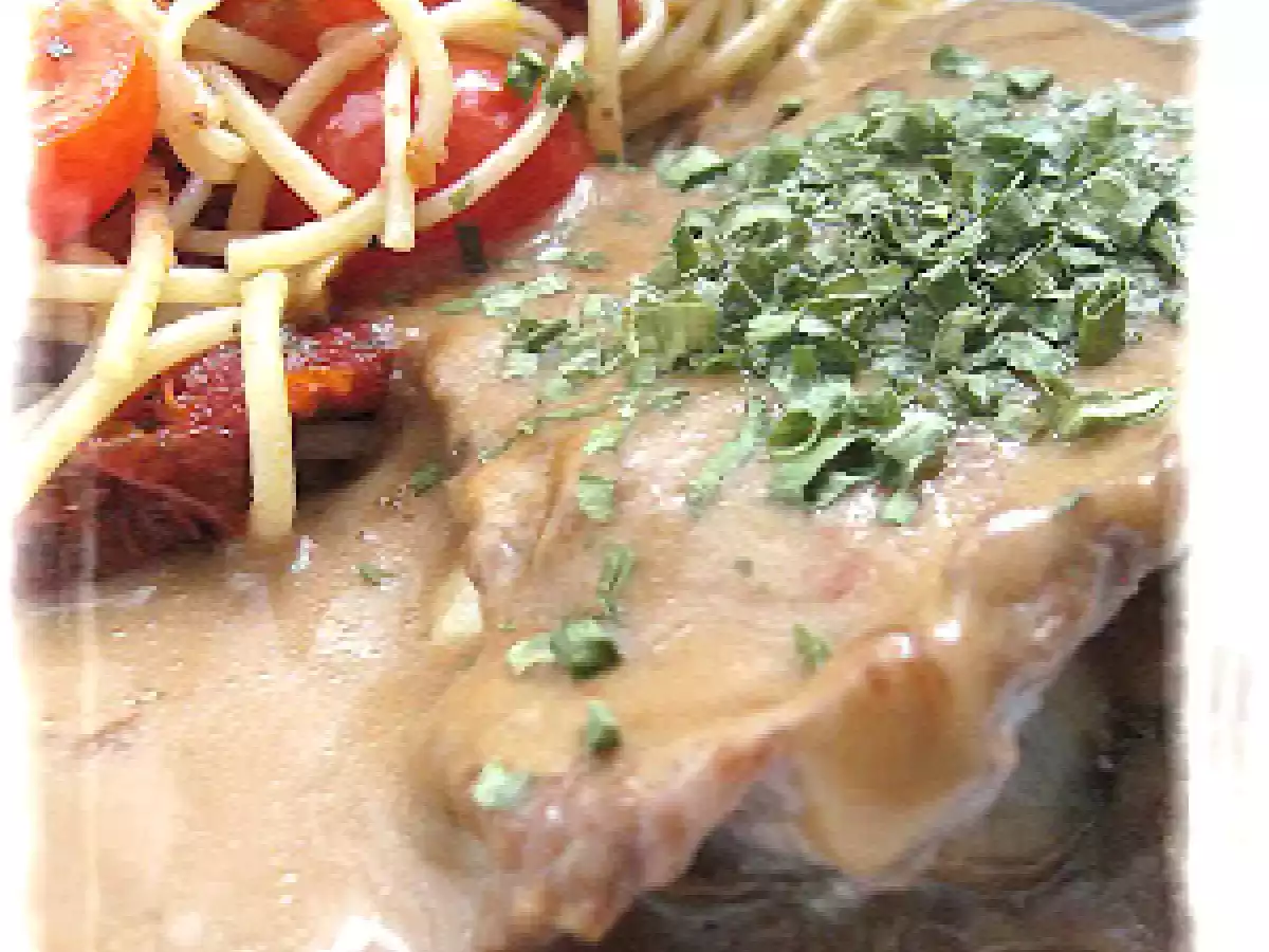 Millefeuille de veau de lait, farci aux champignons et mozzarella