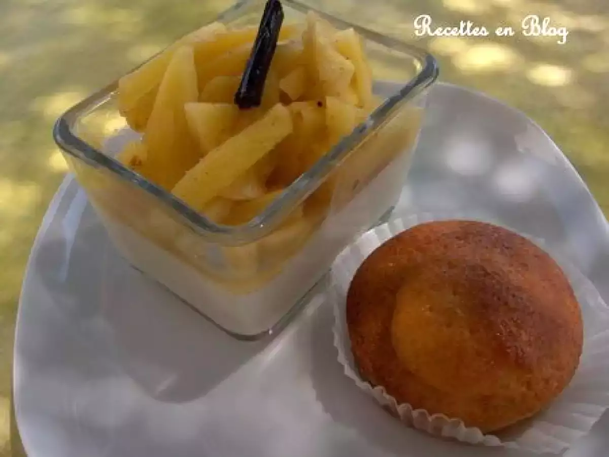 MINI BABAS AU RHUM COMPOTEE D'ANANAS FRAIS VANILLE ET CREME PATISSIERE - photo 3