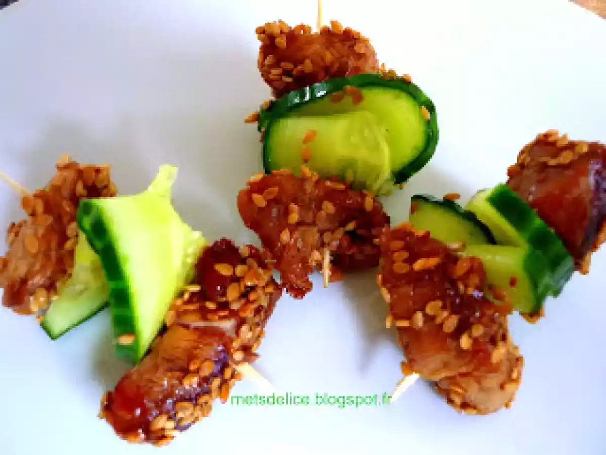 Mini-brochettes de dinde au sésame
