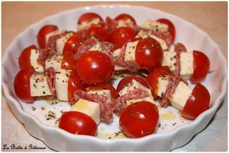 Recette brochettes apéritives de tomates et fromage 