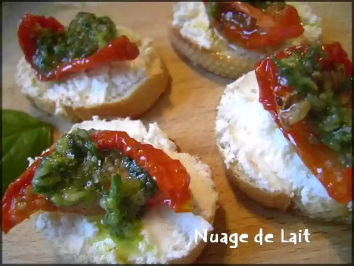 Mini-Bruschetta à l'Italienne au Pesto alla Genovese et sa version Light