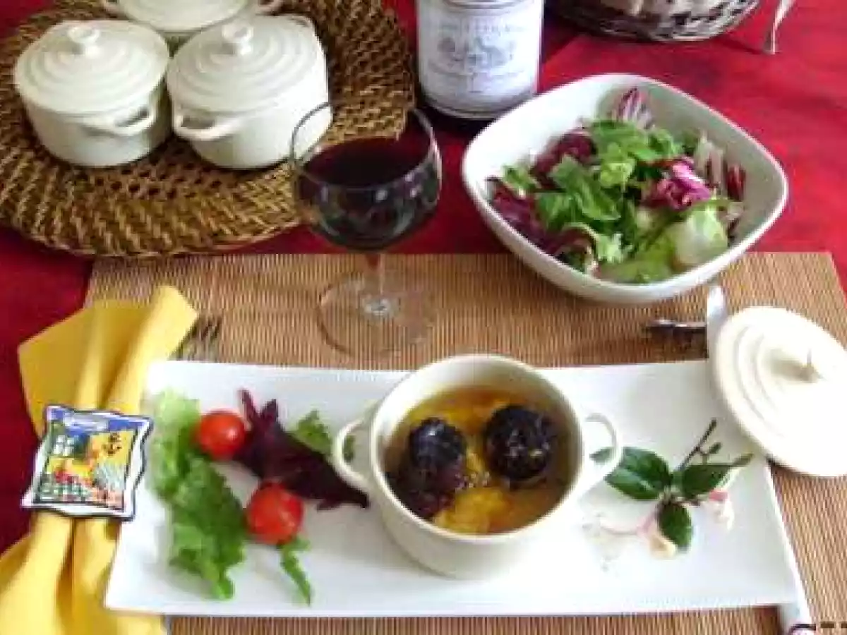 Mini- cocottes de boudin noir et melon miellé, sur lit de patate - photo 3