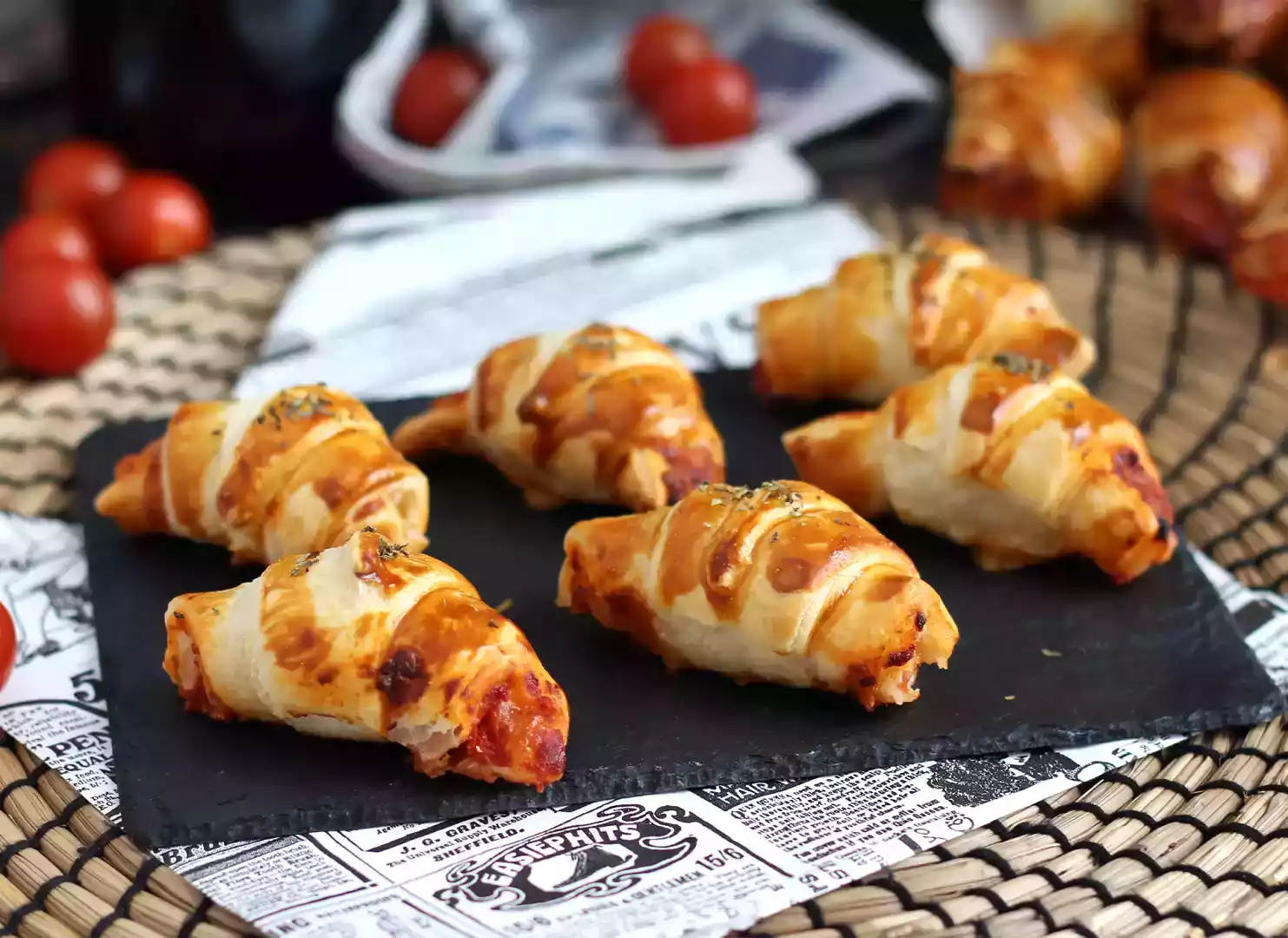 Mini croissants apéritif (pizza au jambon et fromage)-image