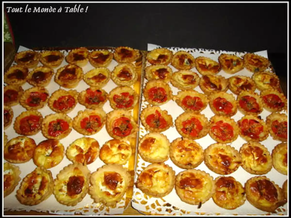 Mini quiches au chèvre basilic, au roquefort, aux oignons - photo 3