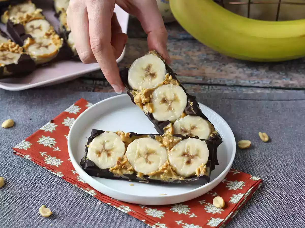 Mini tablettes banane, beurre de cacahuète et chocolat, ultra gourmandes et sans sucres ajoutés - photo 4