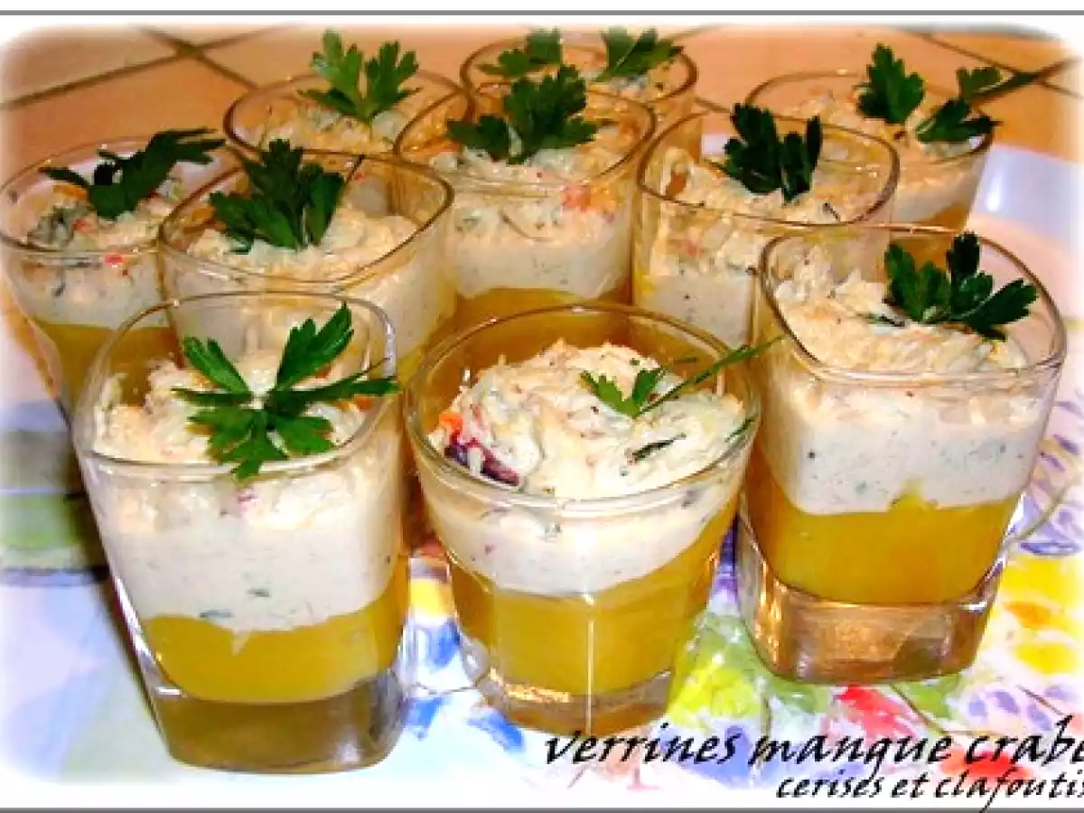 MINI VERRINES DE CRABE aux HERBES et à LA MANGUE