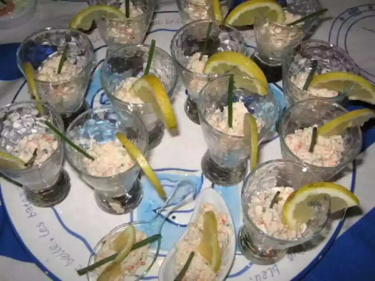 Mini verrines de mousse de crabe au mascarpone