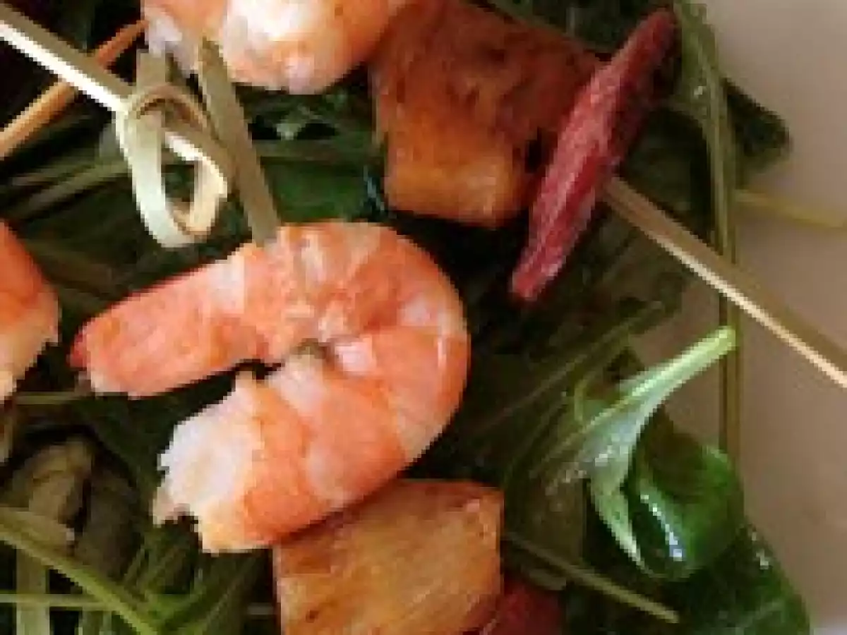 Minis-brochettes crevettes, ananas, chorizo sans gluten - photo 2