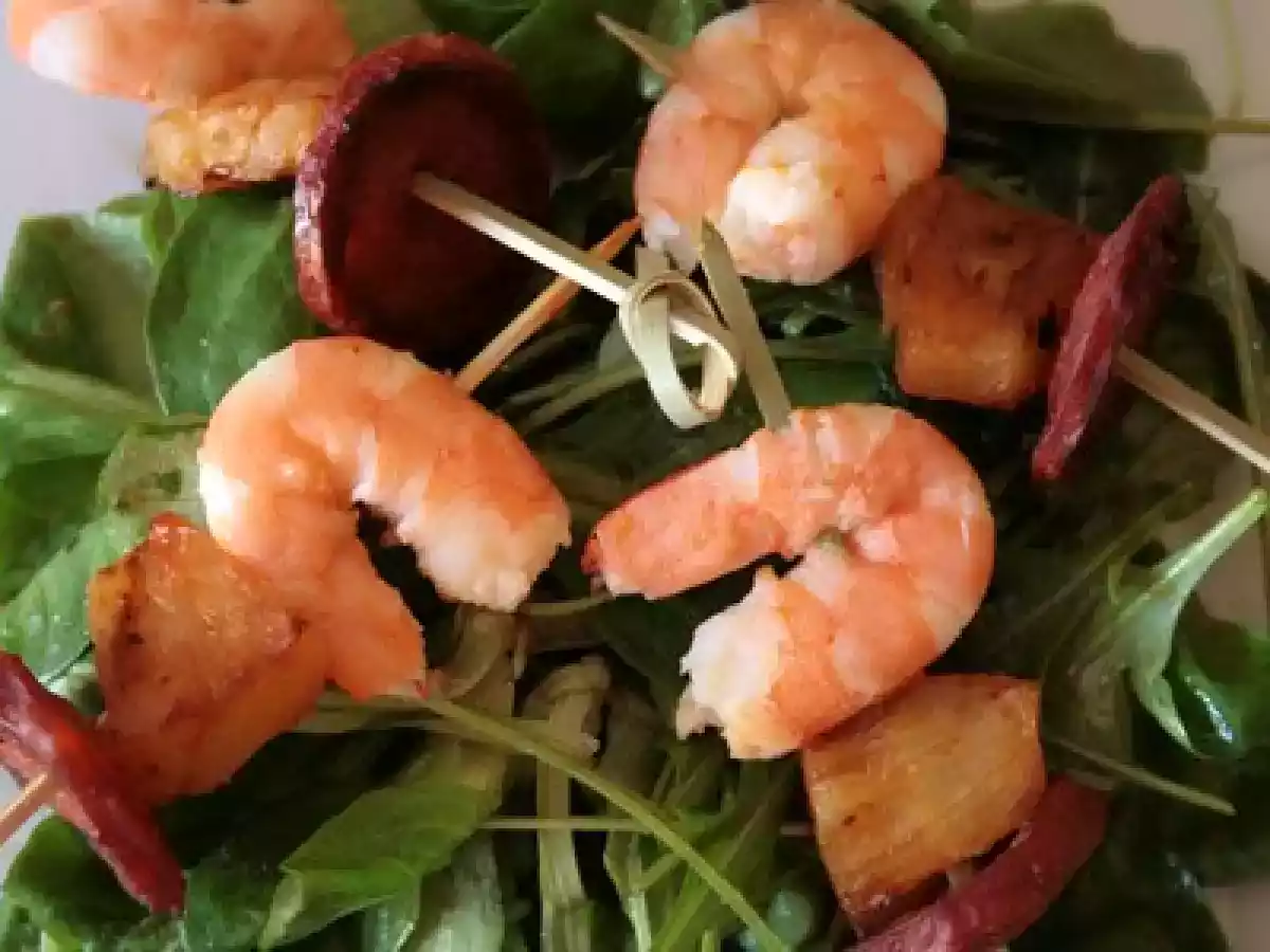 Minis-brochettes crevettes, ananas, chorizo sans gluten - photo 3