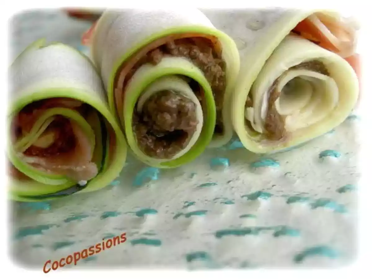 Minis Rouleaux jambon cru courgette et pesto