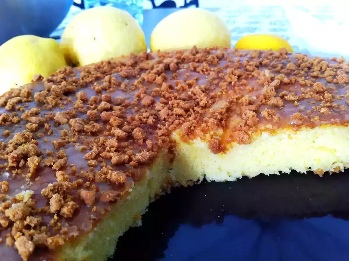 Moelleux au citron glaçage crunchy spéculoos