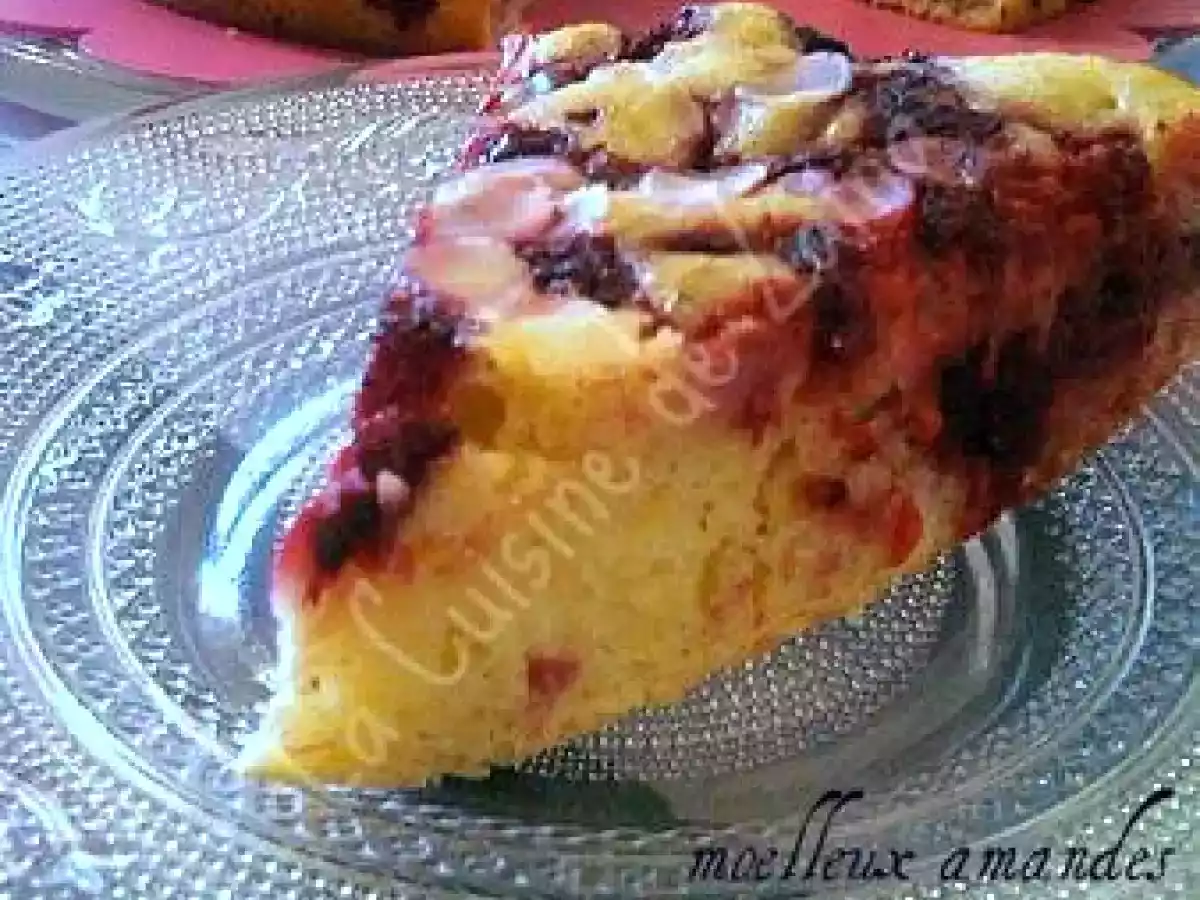 Moelleux framboises, amande, huile d'olive et citron.