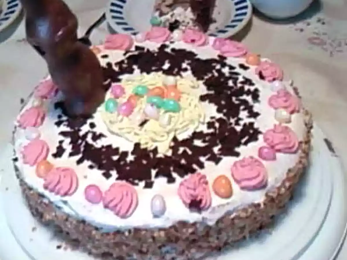 Mon gâteau de Paques nid de paques mousse praliné