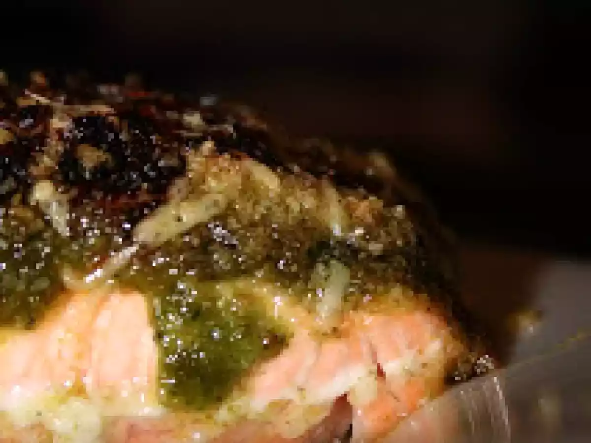 Mon saumon en croute de pesto et parmesan