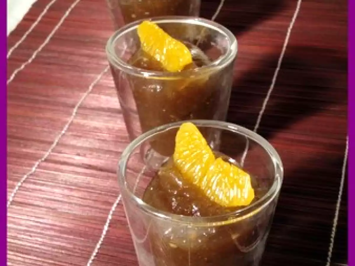 Mousse d'aubergine aux suprêmes d'agrumes