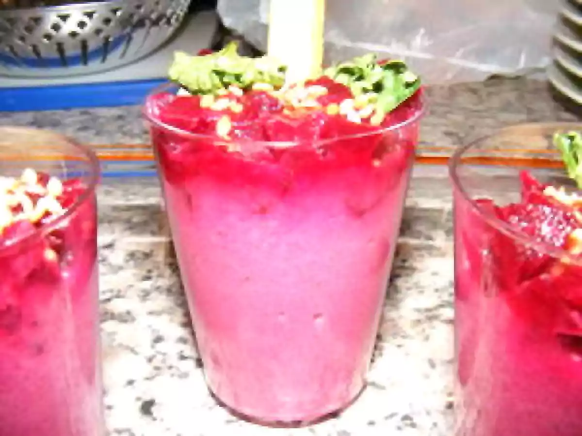 MOUSSE DE BETTERAVES ET SON TARTARE EN VERRINE