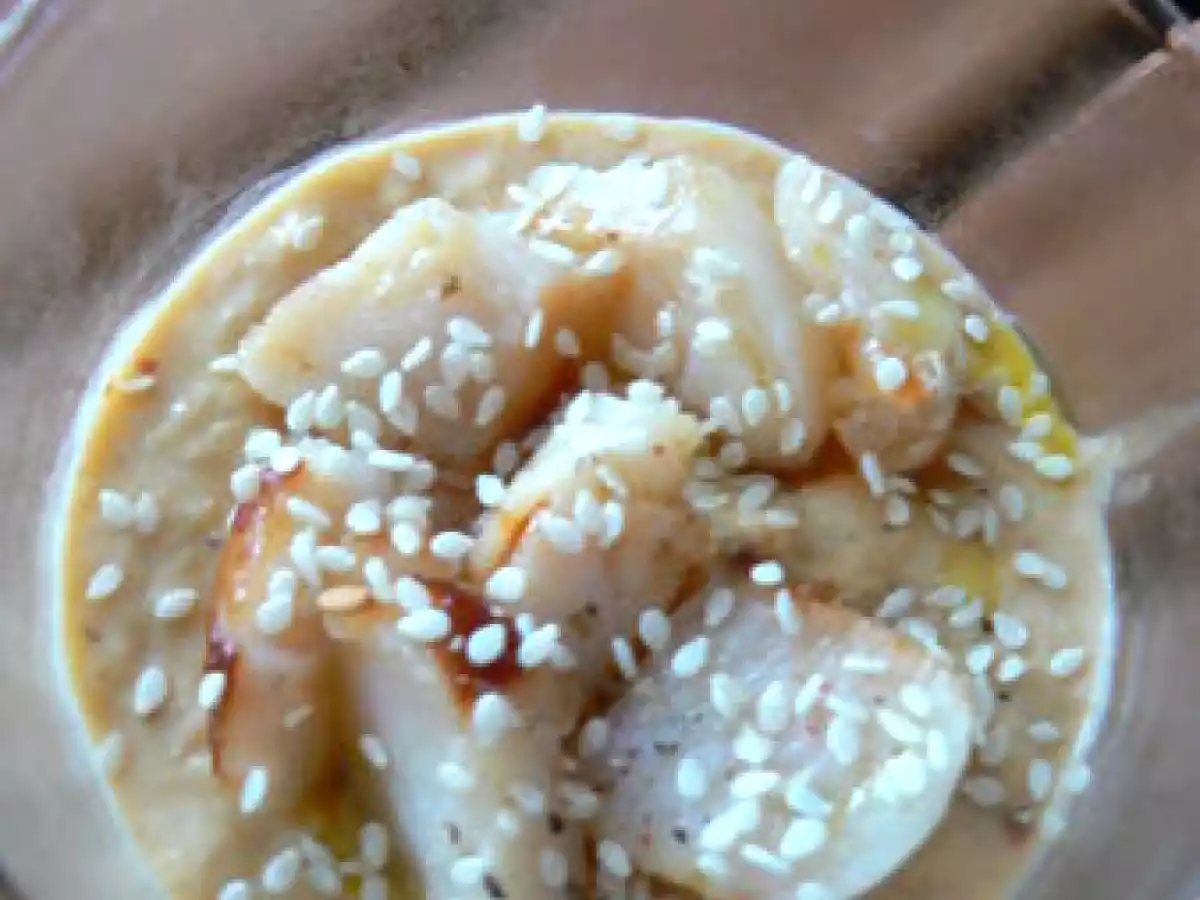 Mousse de poireaux et st jacques