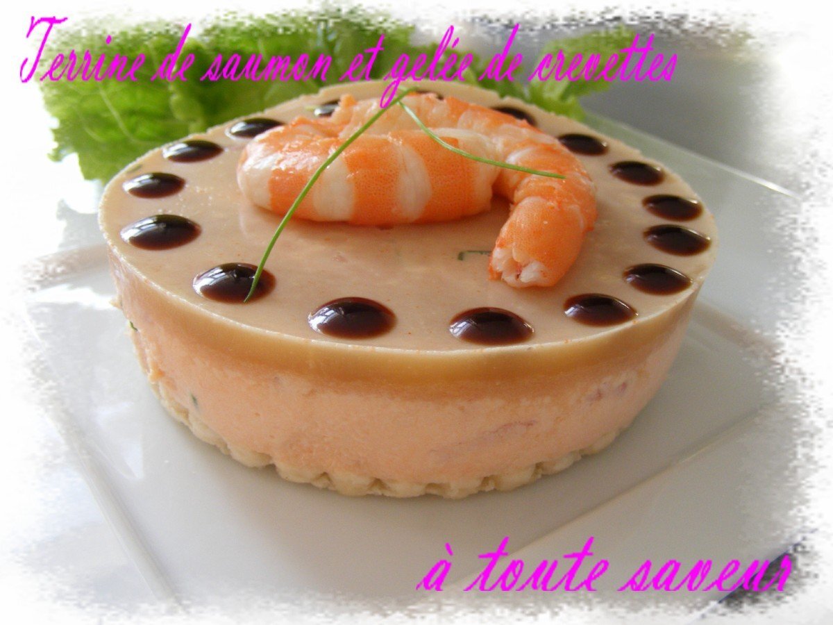 Mousse de saumon en gelée de langoustine et de crevette, Recette Ptitchef