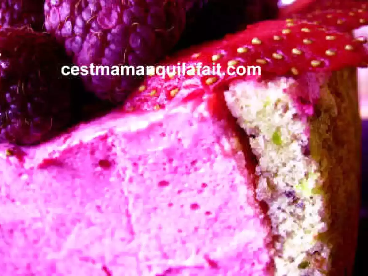 MOUSSE & NOUGATINE FRAICHE DE PEPINS DE FRAMBOISES / BISCUIT PIS